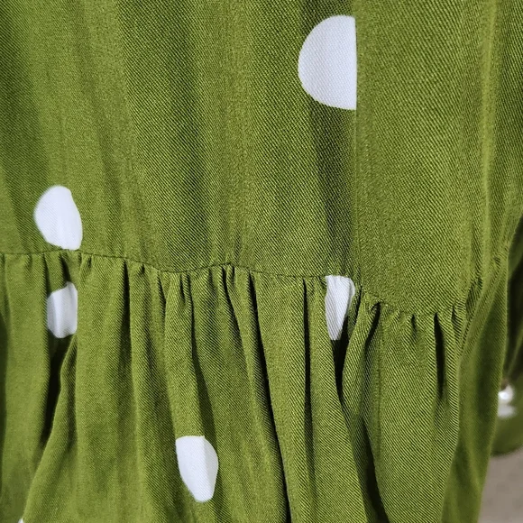 Bohemian Traders Green with White Poka Dot Dress/Size Large - Picture 5 of 10